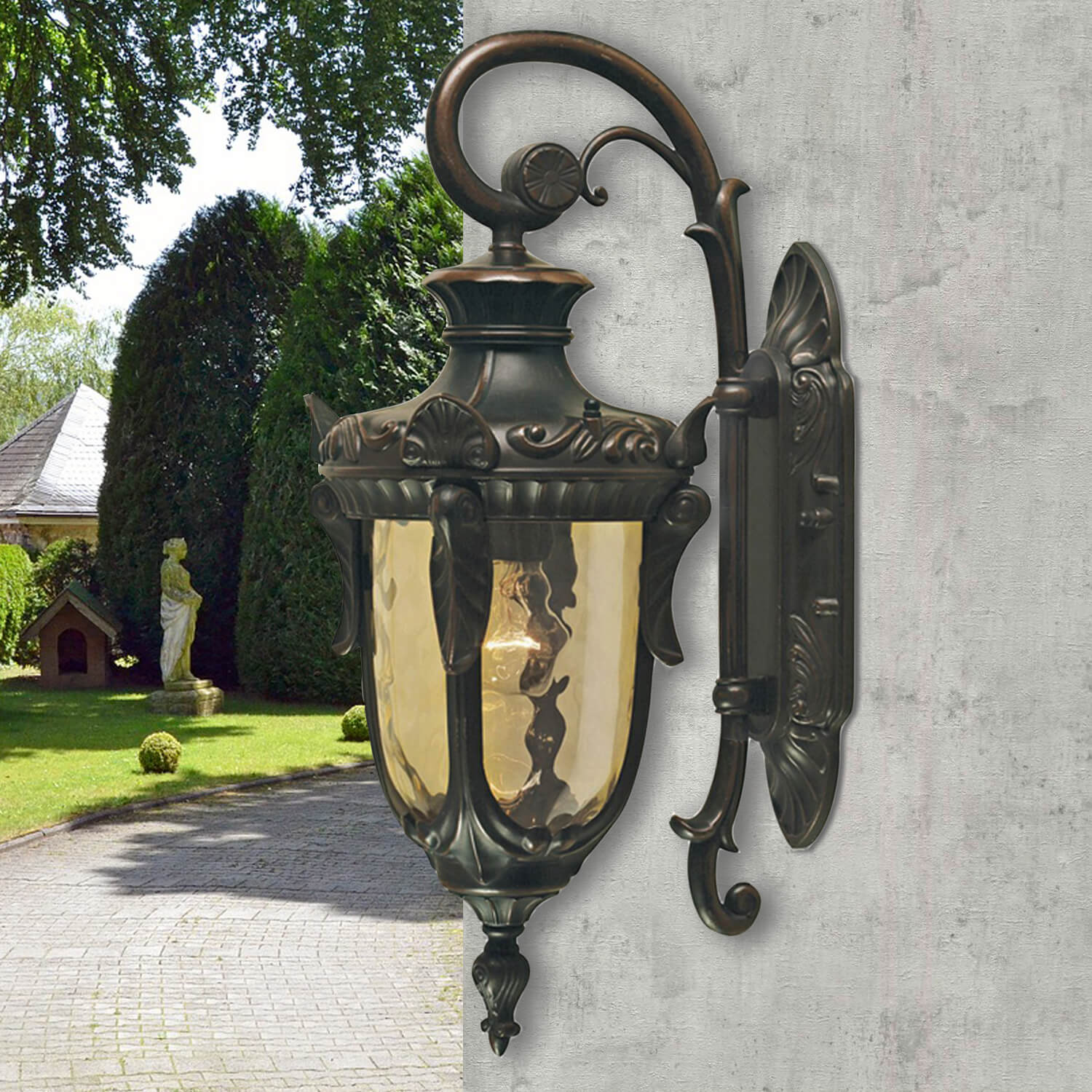 Lampe murale extérieure en bronze rustique IP44 Maison Cour