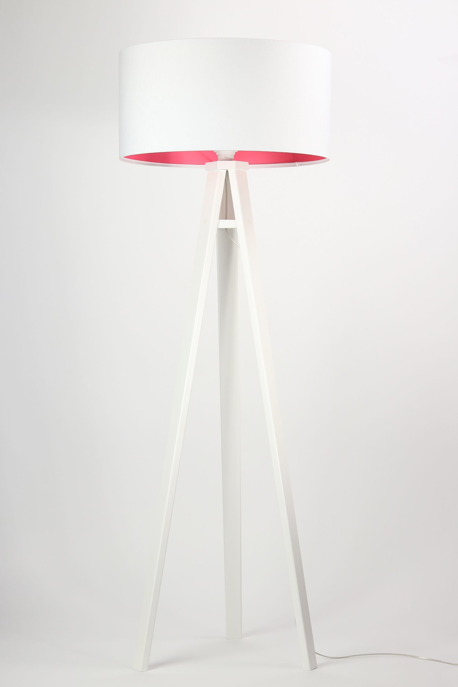 Stehlampe Weiß Pink Holz 140cm Retro Wohnzimmer