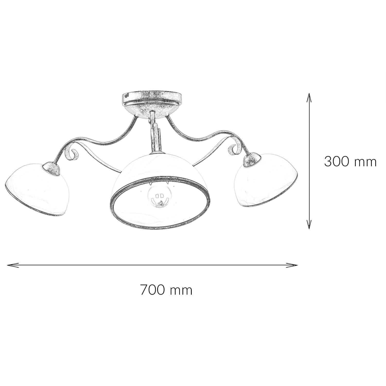 Plafonnier ANTICA Ø70cm 3-flmg