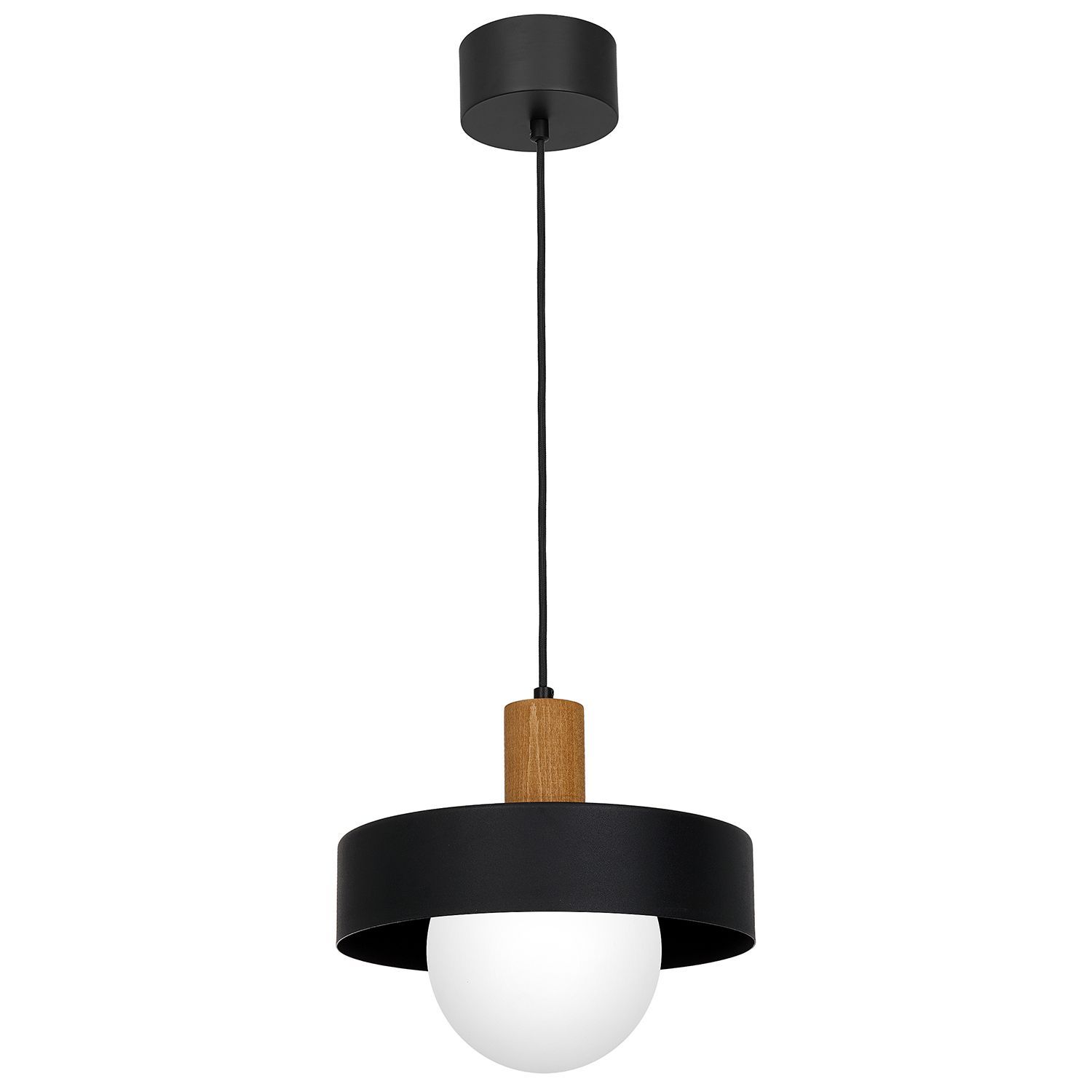 Lampe suspendue anti-éblouissement verre bois métal Ø29 cm Moderne