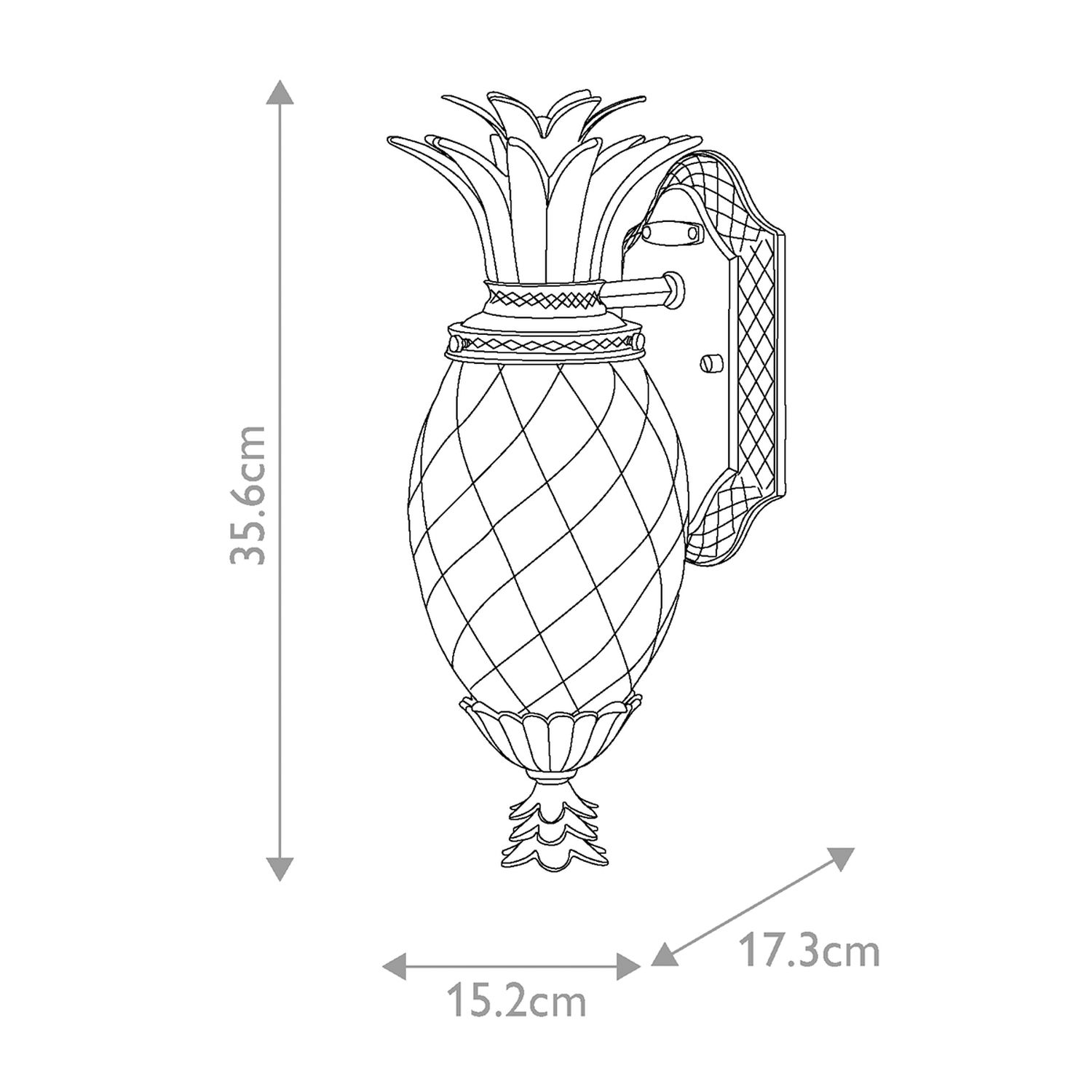 Dekorative Wandleuchte außen IP44 in Schwarz Antik Ananas