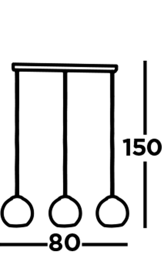 Suspension à 3 flammes en laiton antique ambre E27