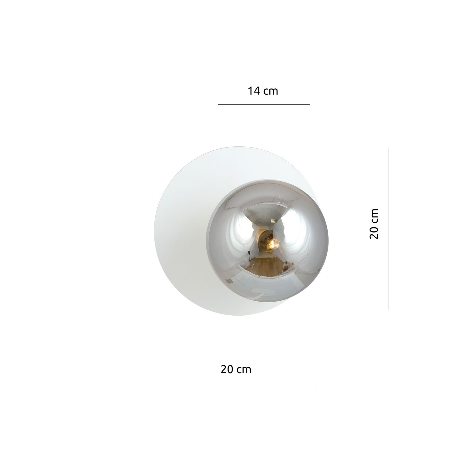 Wandlampe Weiß Grau Ø 20 cm rund Kugel Schirm E14