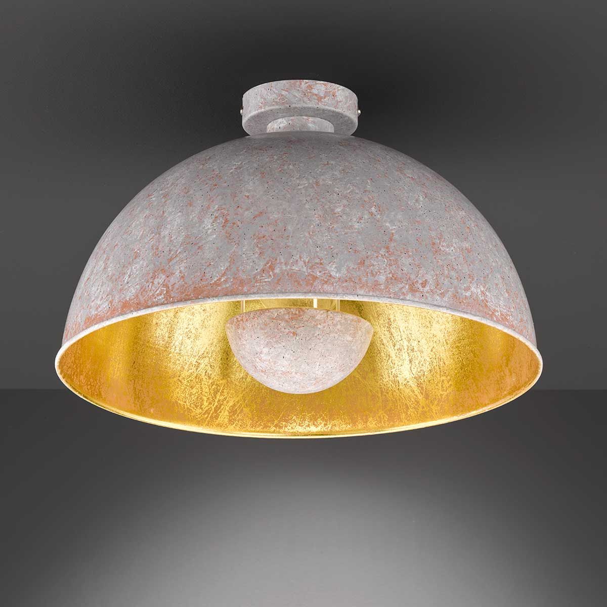 Deckenlampe rund Ø 41 cm Grau Gold Beton Optik E27