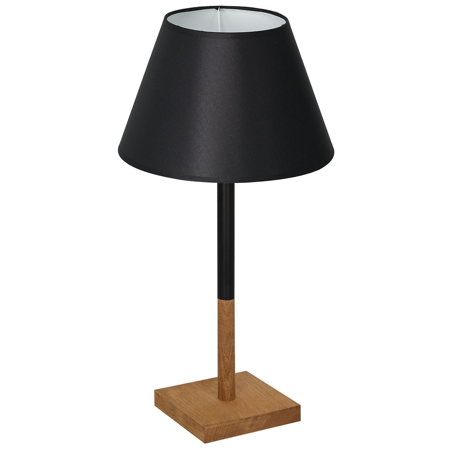 Nachttischlampe Stoff Holz Schwarz Natur Weiß 56 cm E27