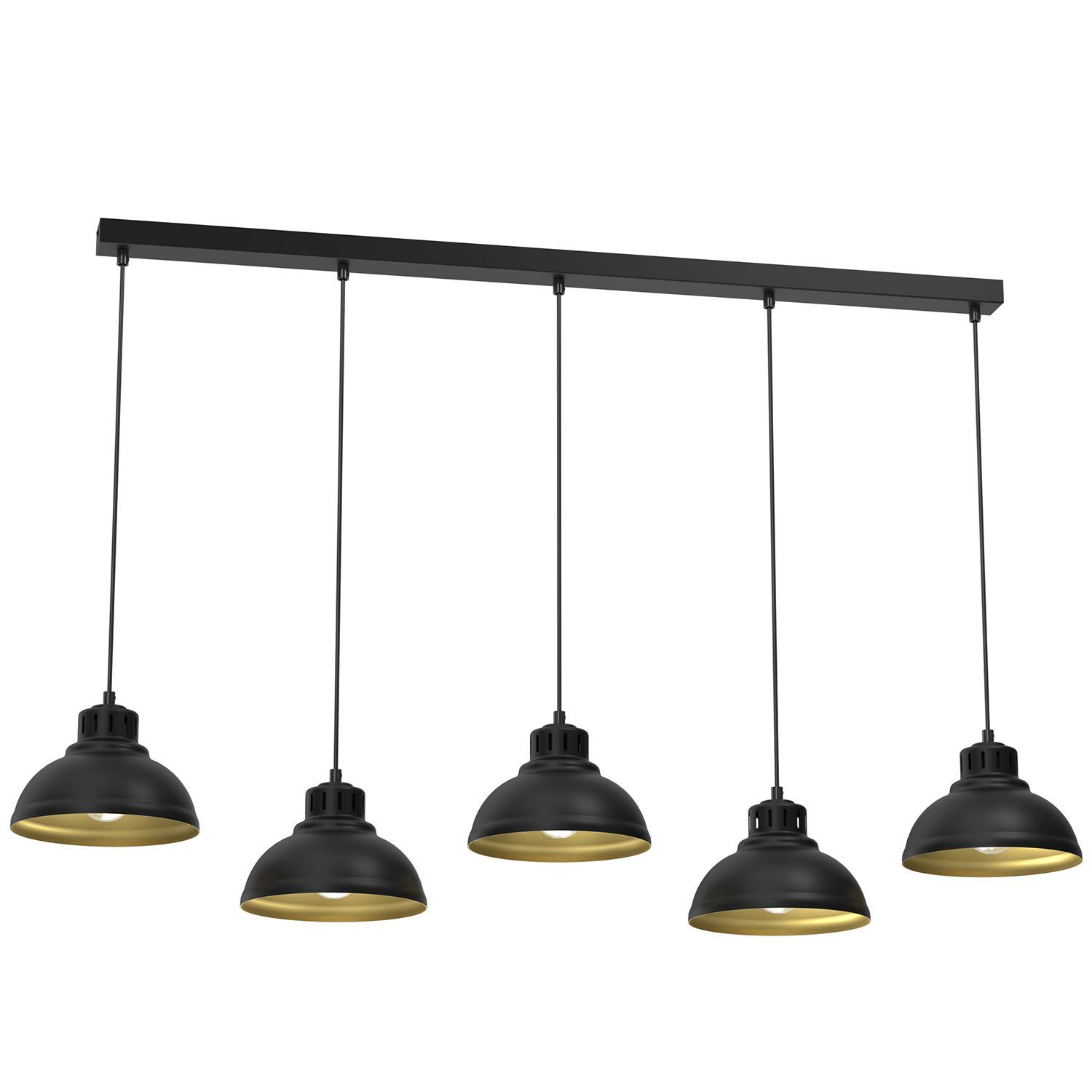 Loft Pendelleuchte Metall 125 cm XXL E27 Schwarz Gold