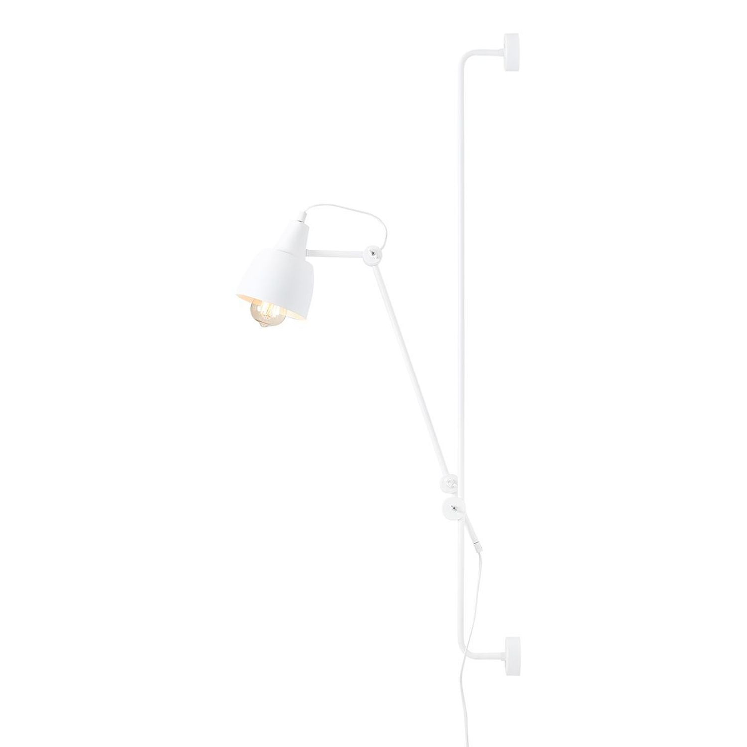 Flexible Wandlampe Weiß Metall E27 Steckdosenanschluss