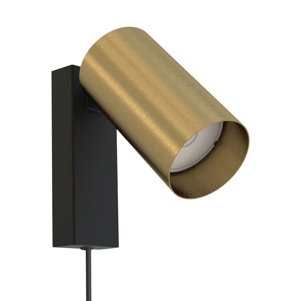 Wandlampe mit Schalter Kabel Messing GU10 verstellbar
