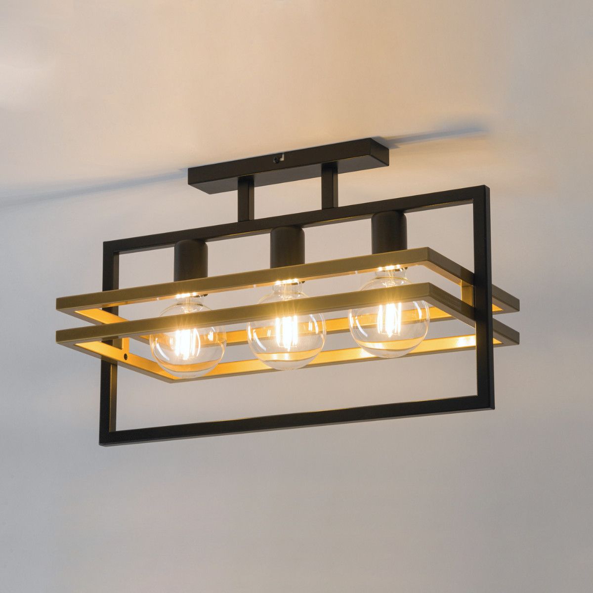 Design Deckenlampe 3-flammig E27 in Gold Schwarz
