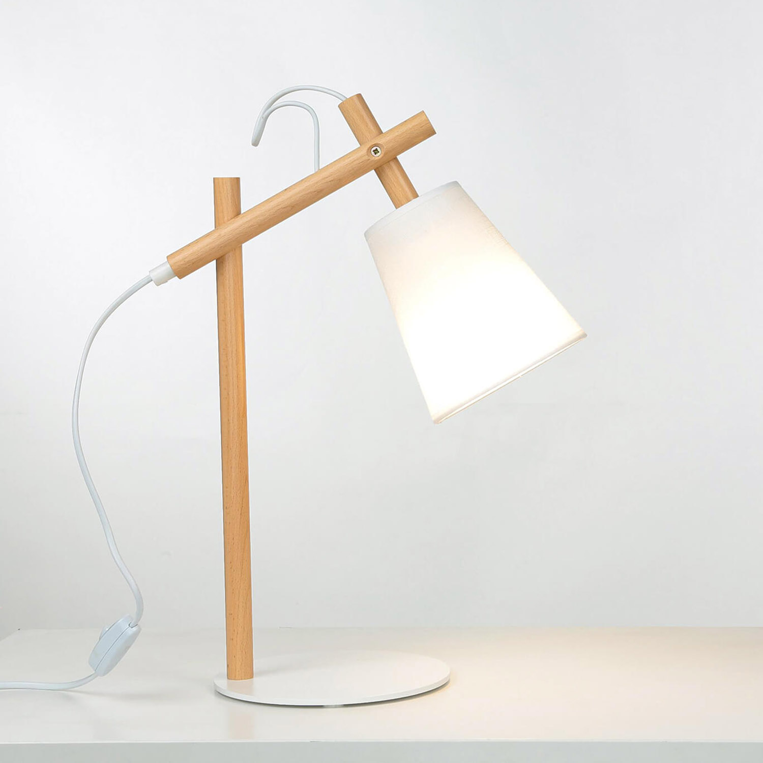 Lampe de table Blanc Bois Tissu VAIO