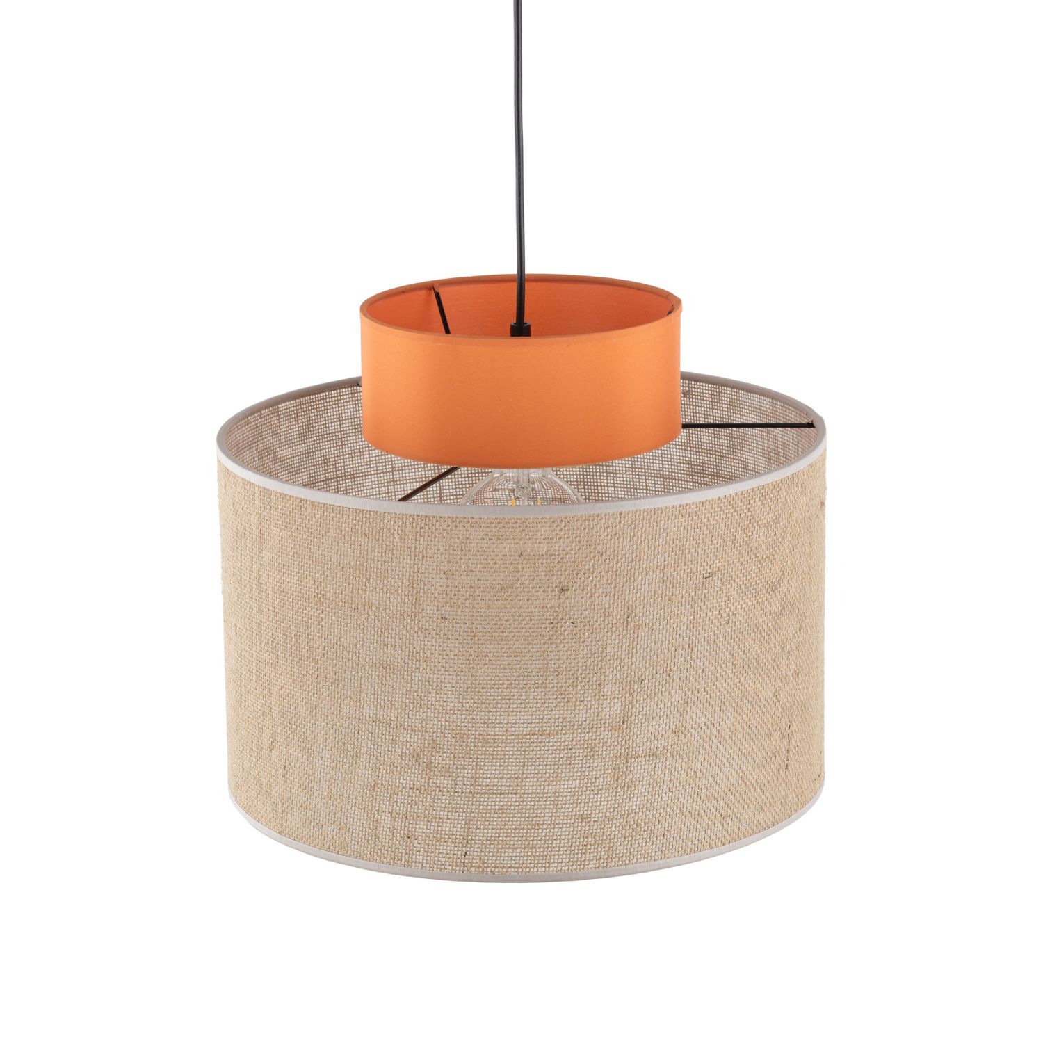 Suspension ronde E27 Ø 38 cm H : max. 170 cm Jute Tissu