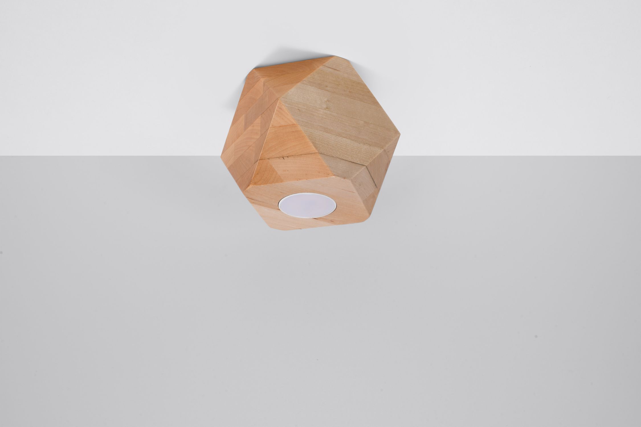 Kleine Deckenleuchte Holz geometrisch H: 12 cm flach GU10