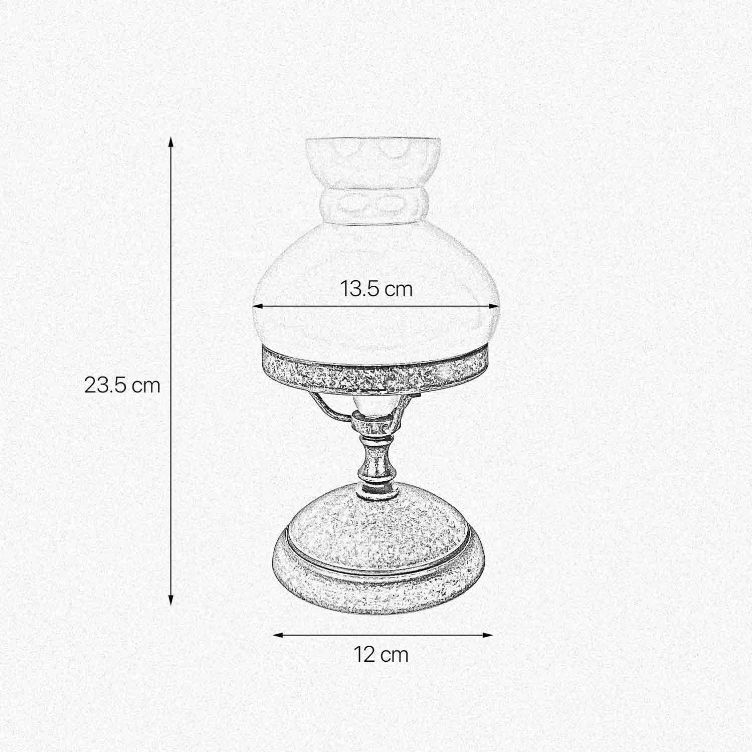 Tischlampe Glas Messing 23,5 cm in Bronze Antik Weiß E14