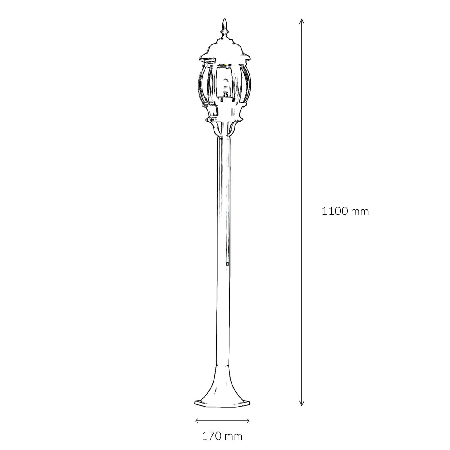 Lampe d'allée jardin E27 111 cm en or antique rustique