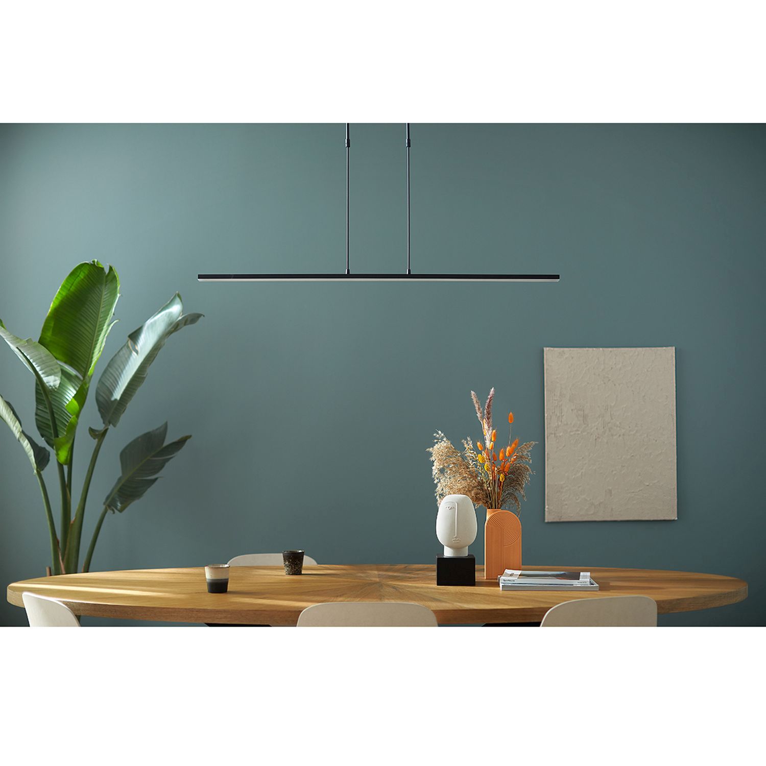 Plafonnier LED long à intensité variable noir 122 cm 4000 K