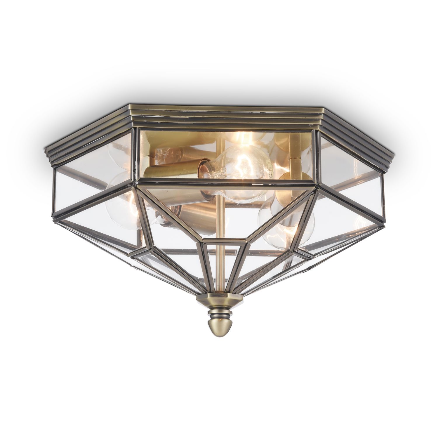 Deckenleuchte Metall Glas IP43 in Bronze E27 3-flammig