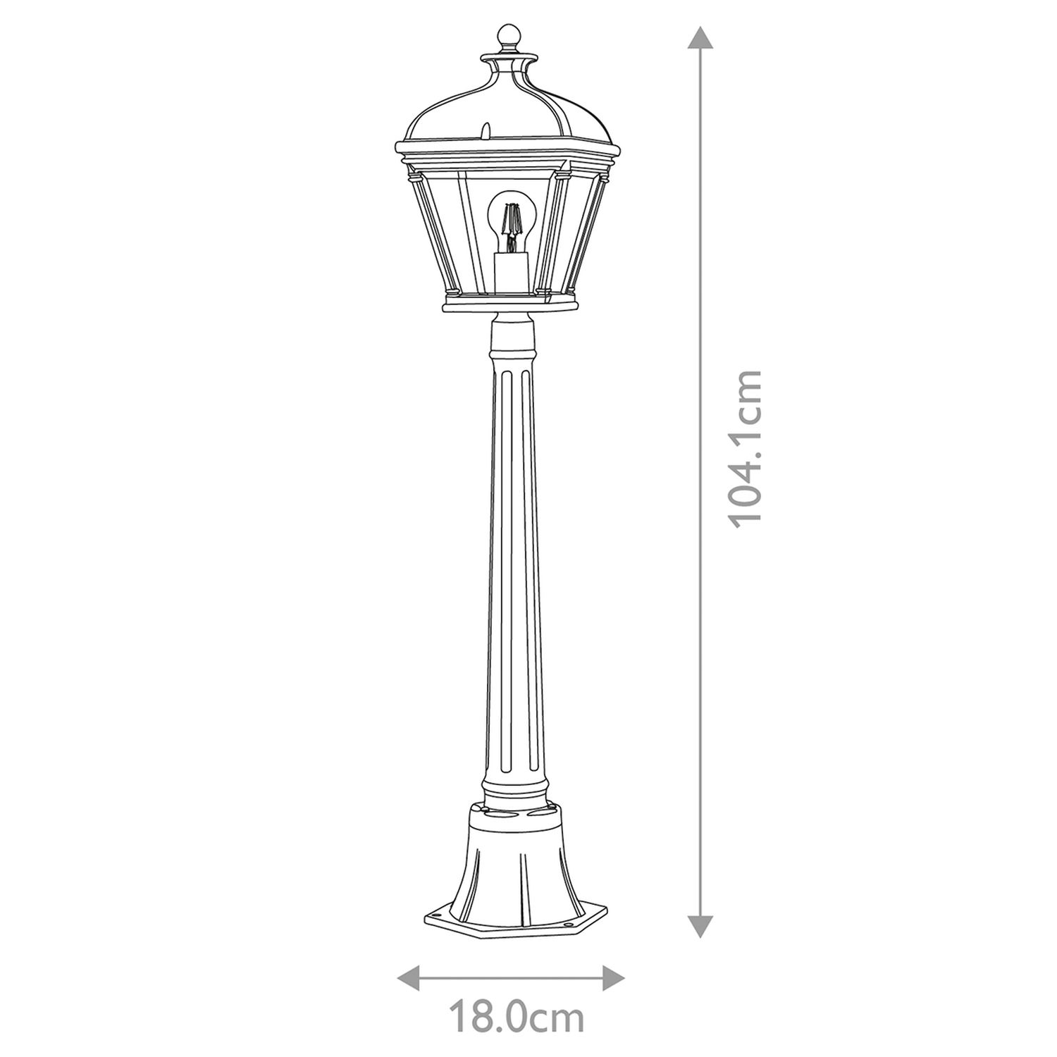 Außenleuchte Aluminium Glas E27 IP44 104,1 cm hoch Schwarz