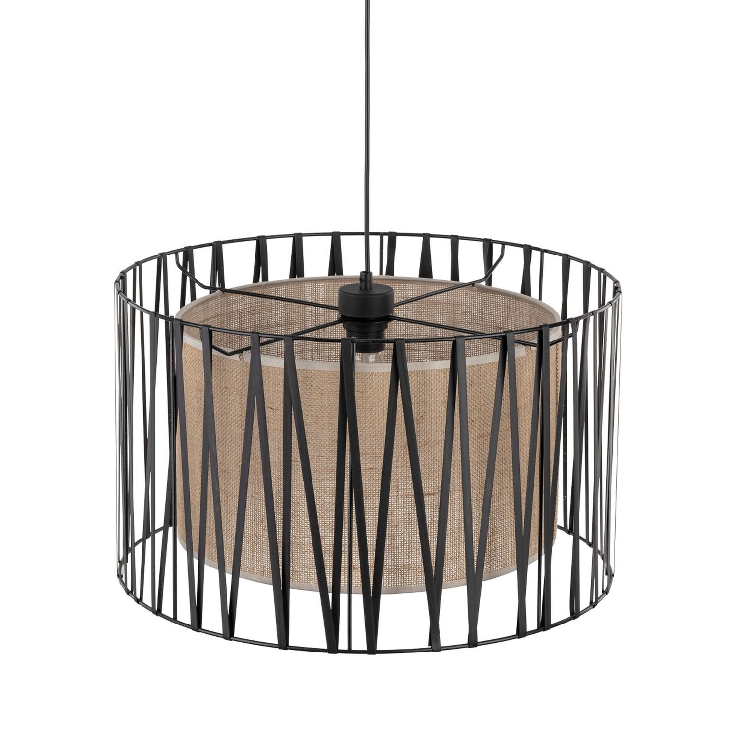 Suspension ronde Ø 50 cm 3x E27 Noir Marron Moderne