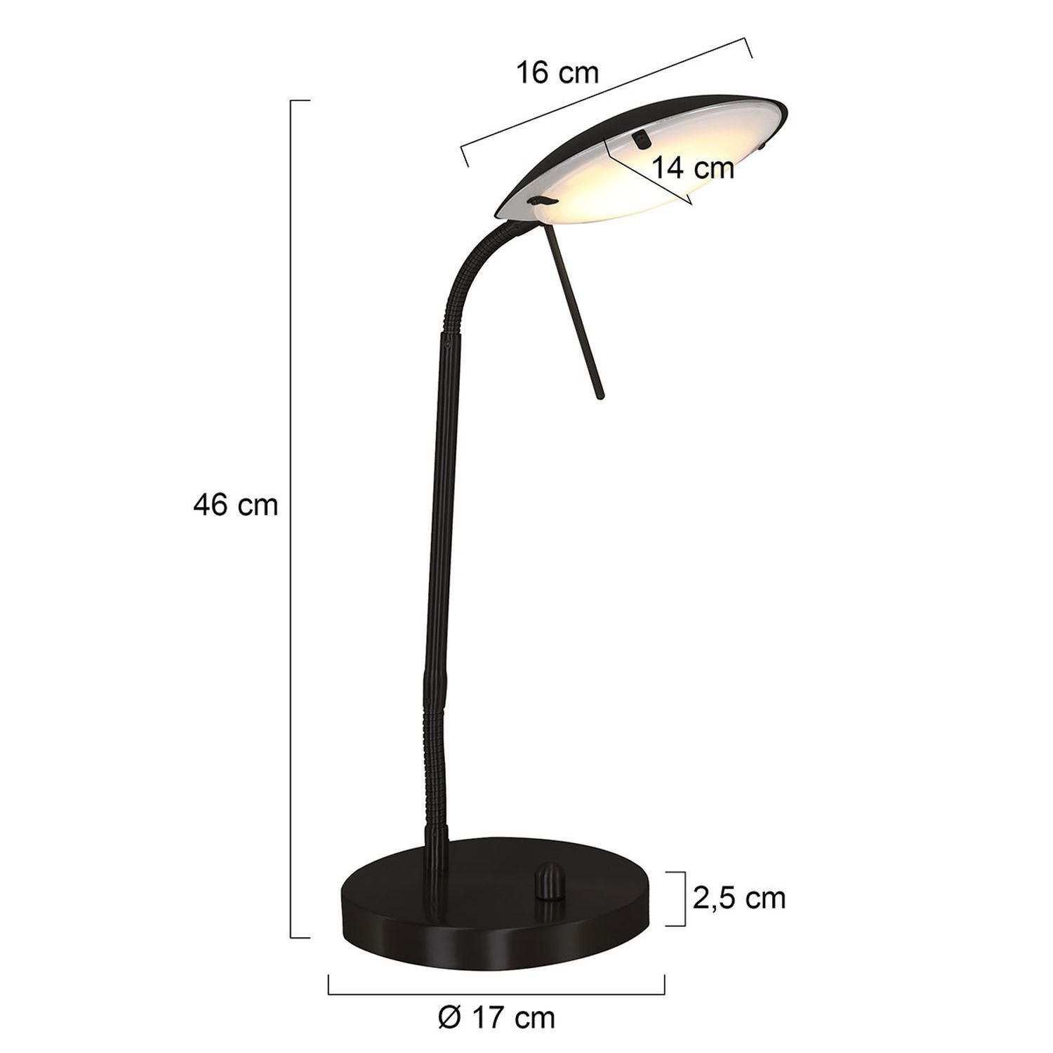 Lampe de bureau LED à intensité variable noire 46 cm 2700 K