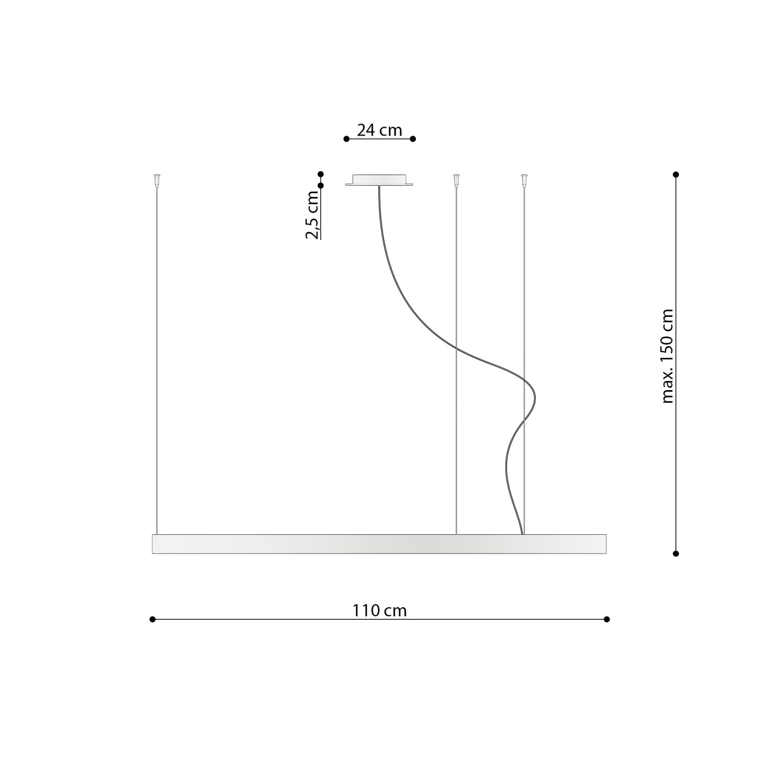 LED Kronleuchter groß Ø 110 cm 4000 K Schwarz Ring