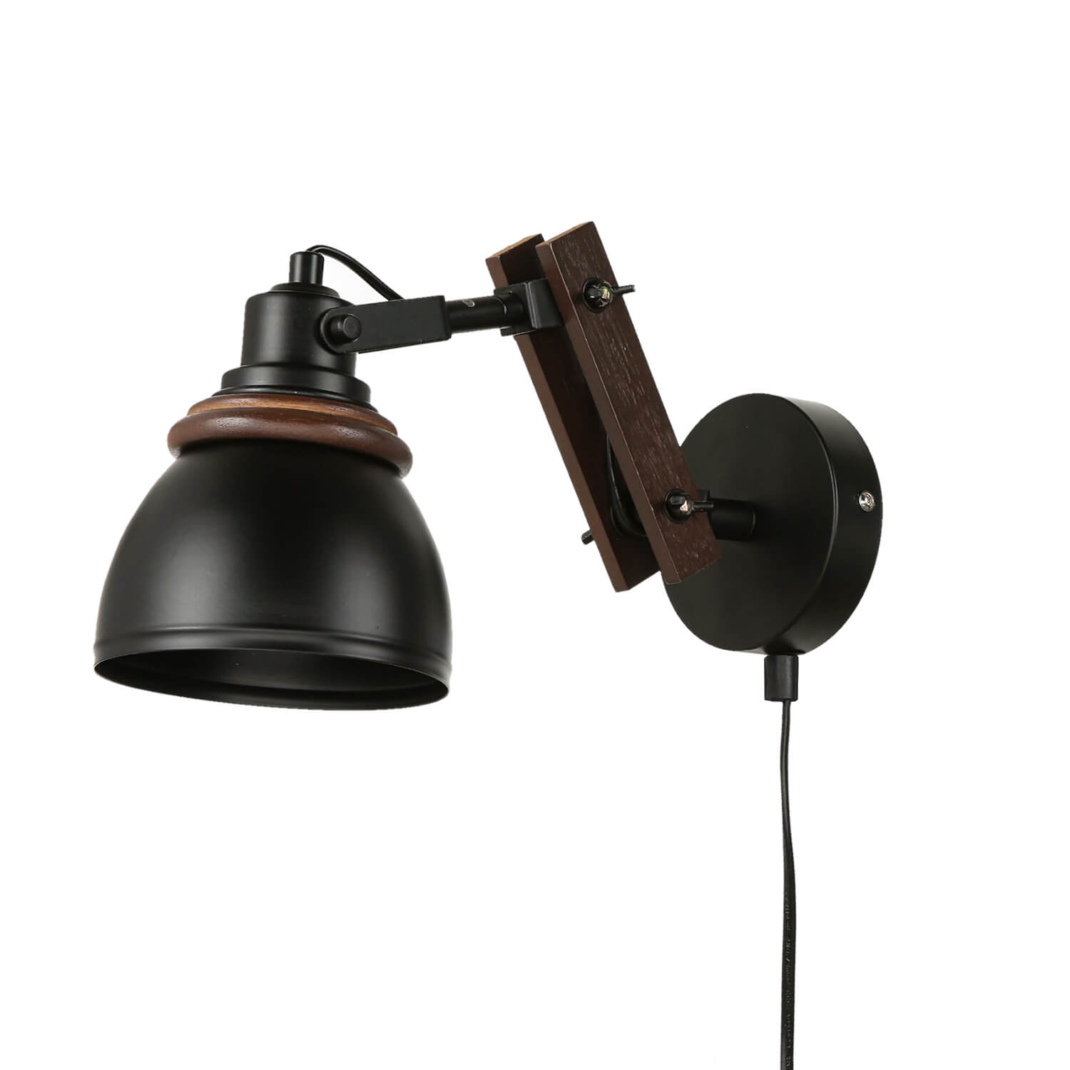 Wandlampe mit Stecker Kabelschalter Holz Metall verstellbar