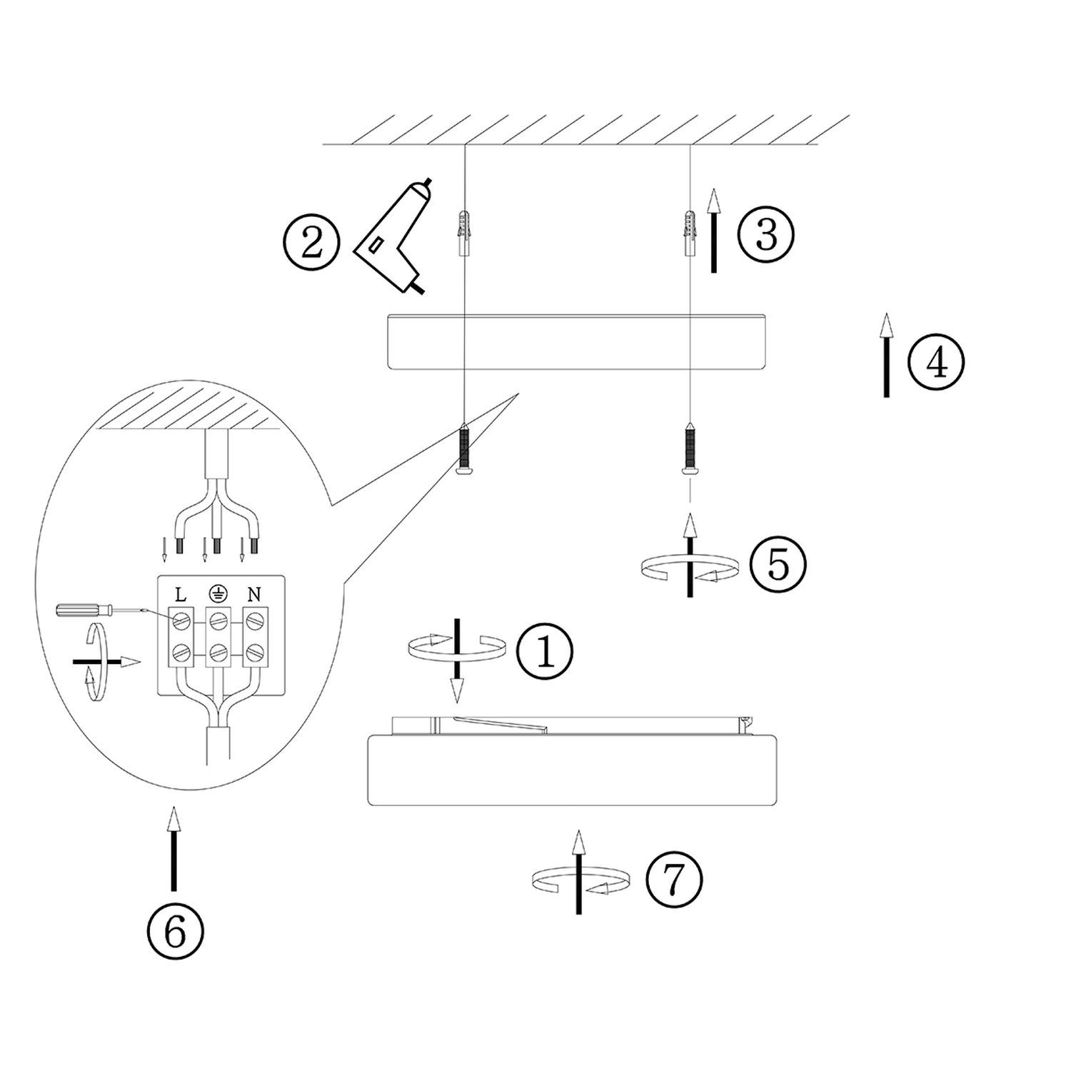 Plafonnier LED rond verre métal IP44 Ø24 cm 18 W