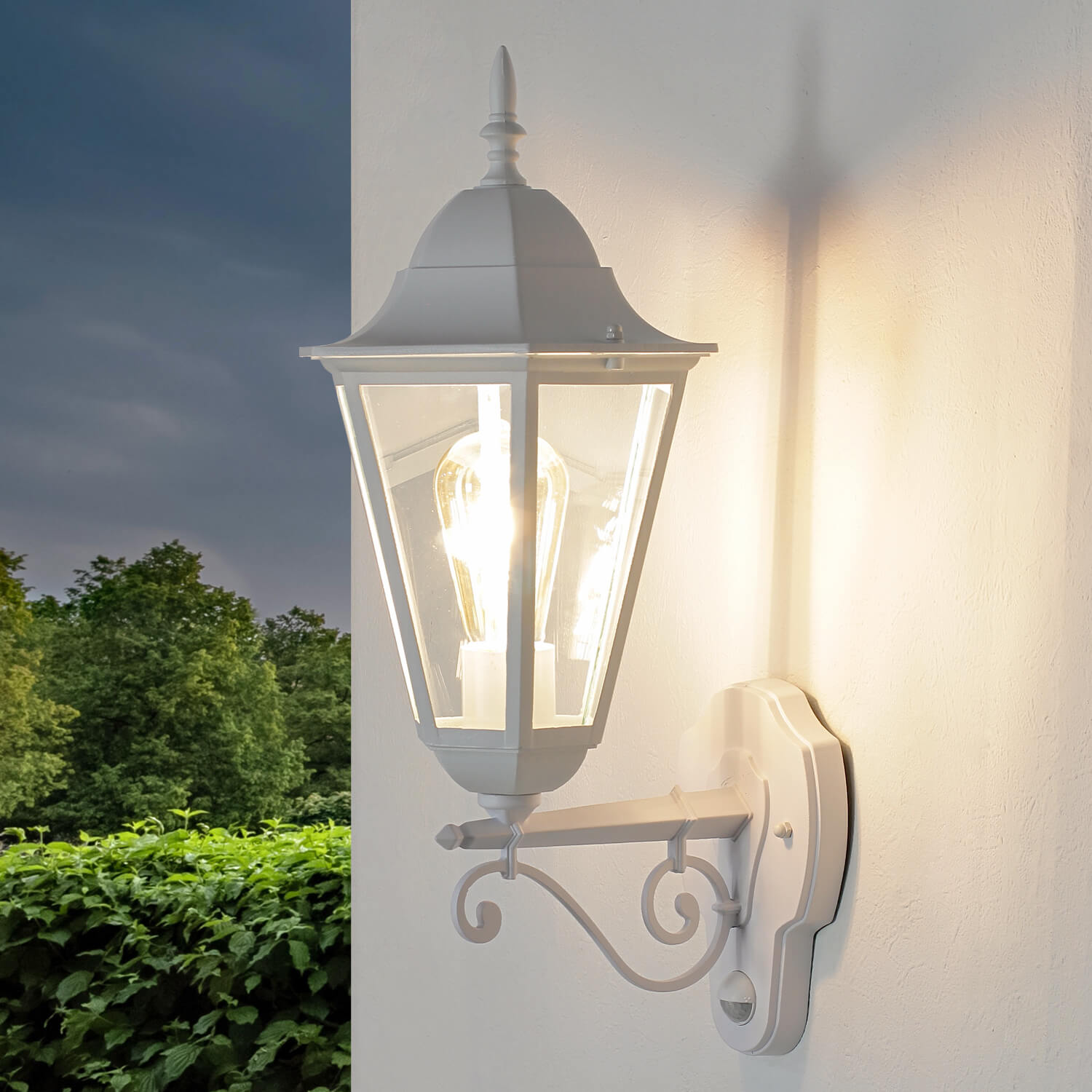 Grande lampe d'extérieur avec détecteur de mouvement E27 Blanc IP44