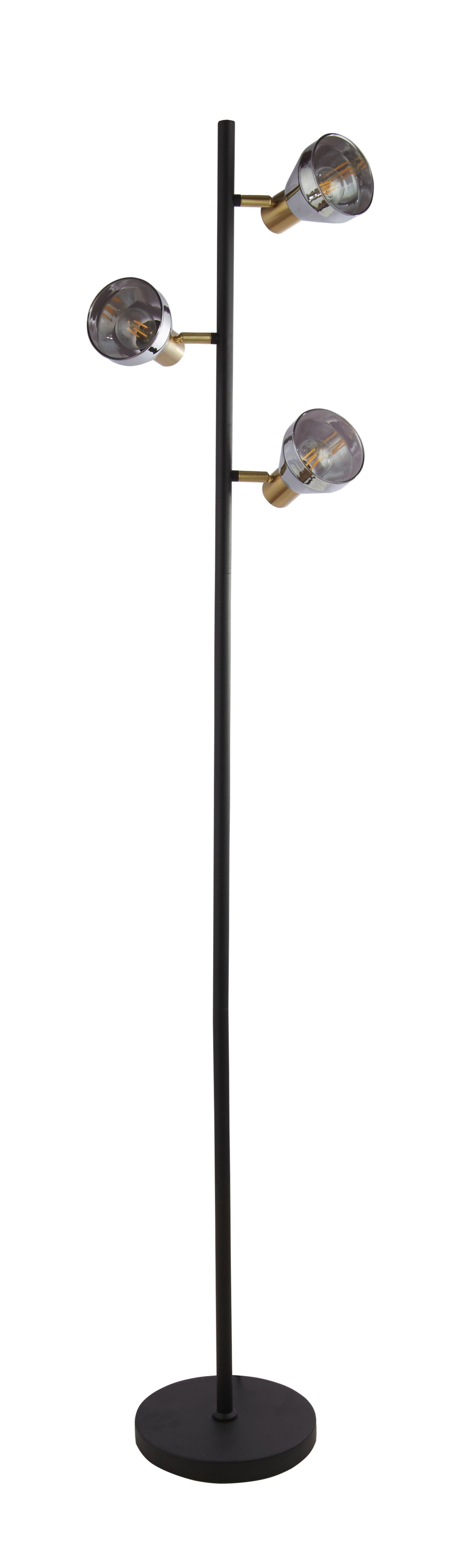 Stehlampe 3-flammig E14 153 cm Rauchglas verstellbar