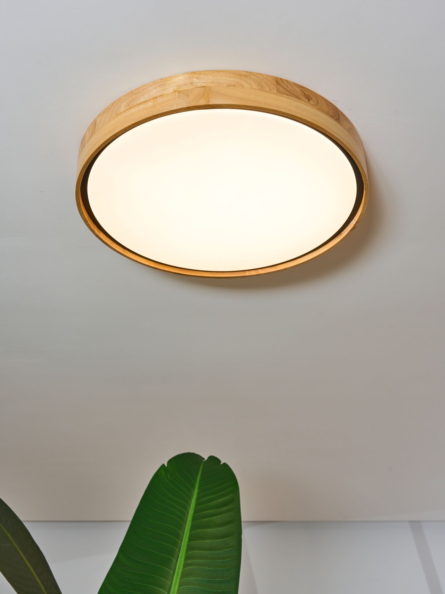 Plafonnier LED bois Ø43 cm 3000 K à faible éblouissement