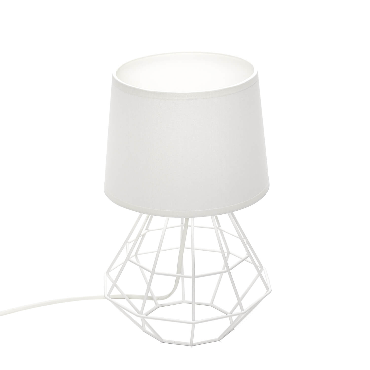 Lampe de table Blanc 34 cm E27 Tissu Métal