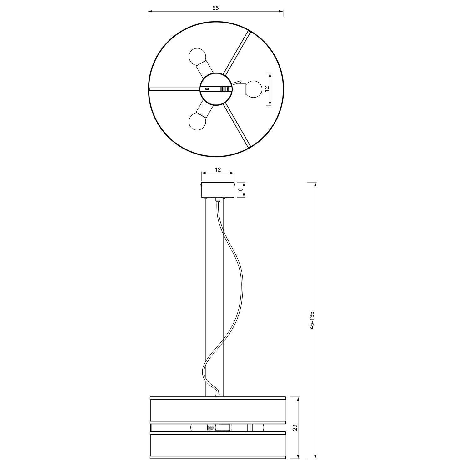 Lampe à suspendre ronde métal noir E27 Ø55 cm Industrial