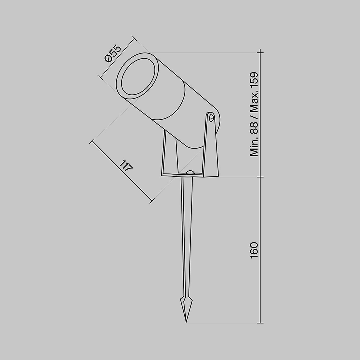 Lampadaire LED extérieur avec piquet de terre verre aluminium IP65