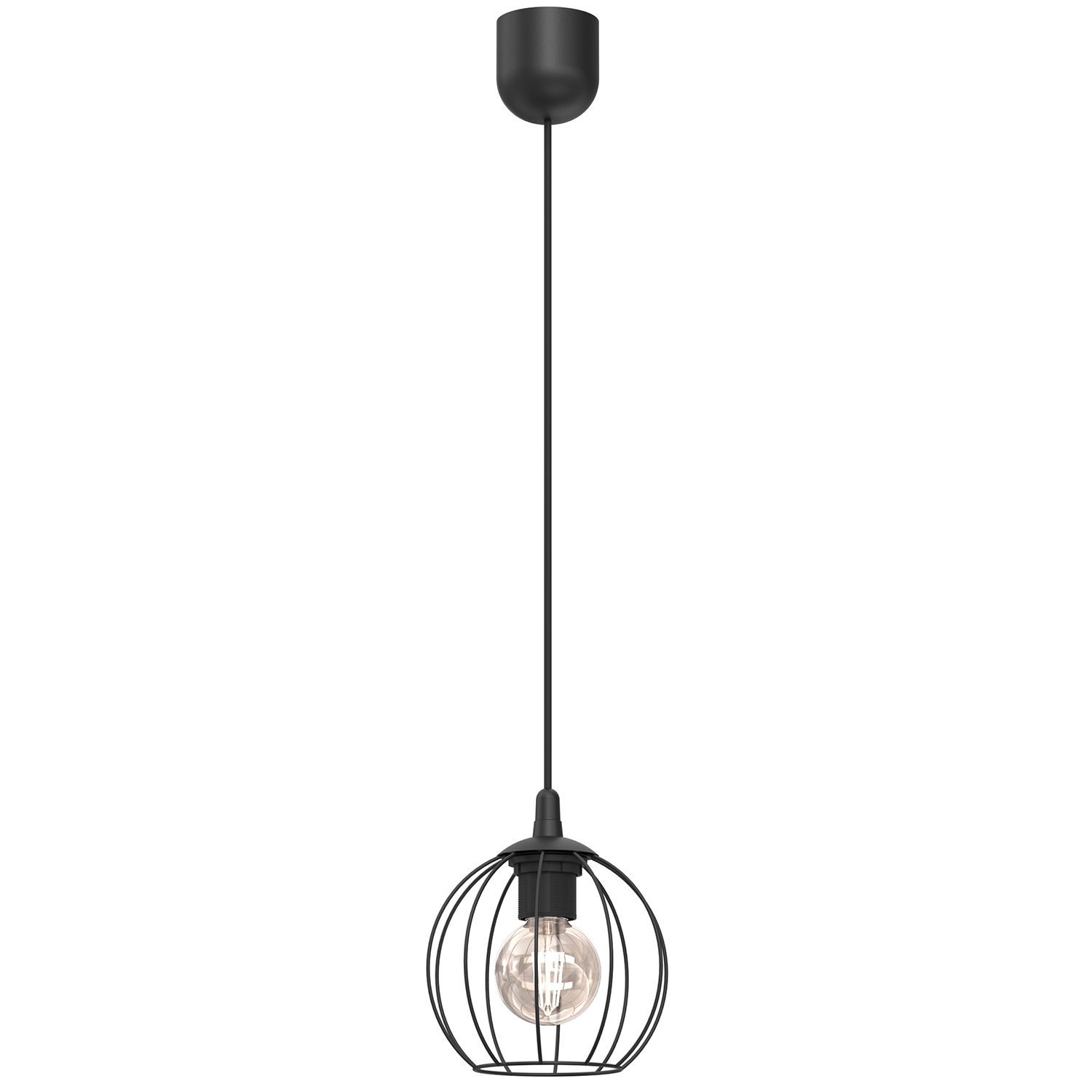 Suspension métal fil noir Ø16 cm rond E27