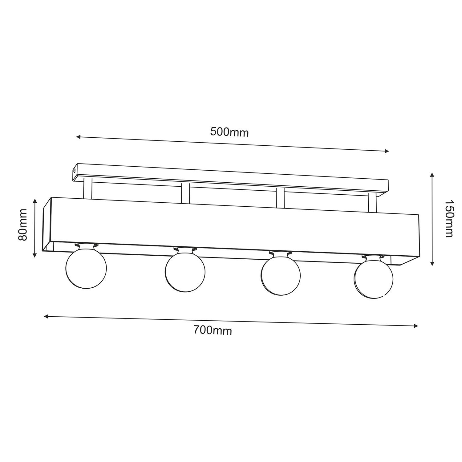 Deckenlampe Holz Metall L:76 cm Schwarz Natur gemütlich