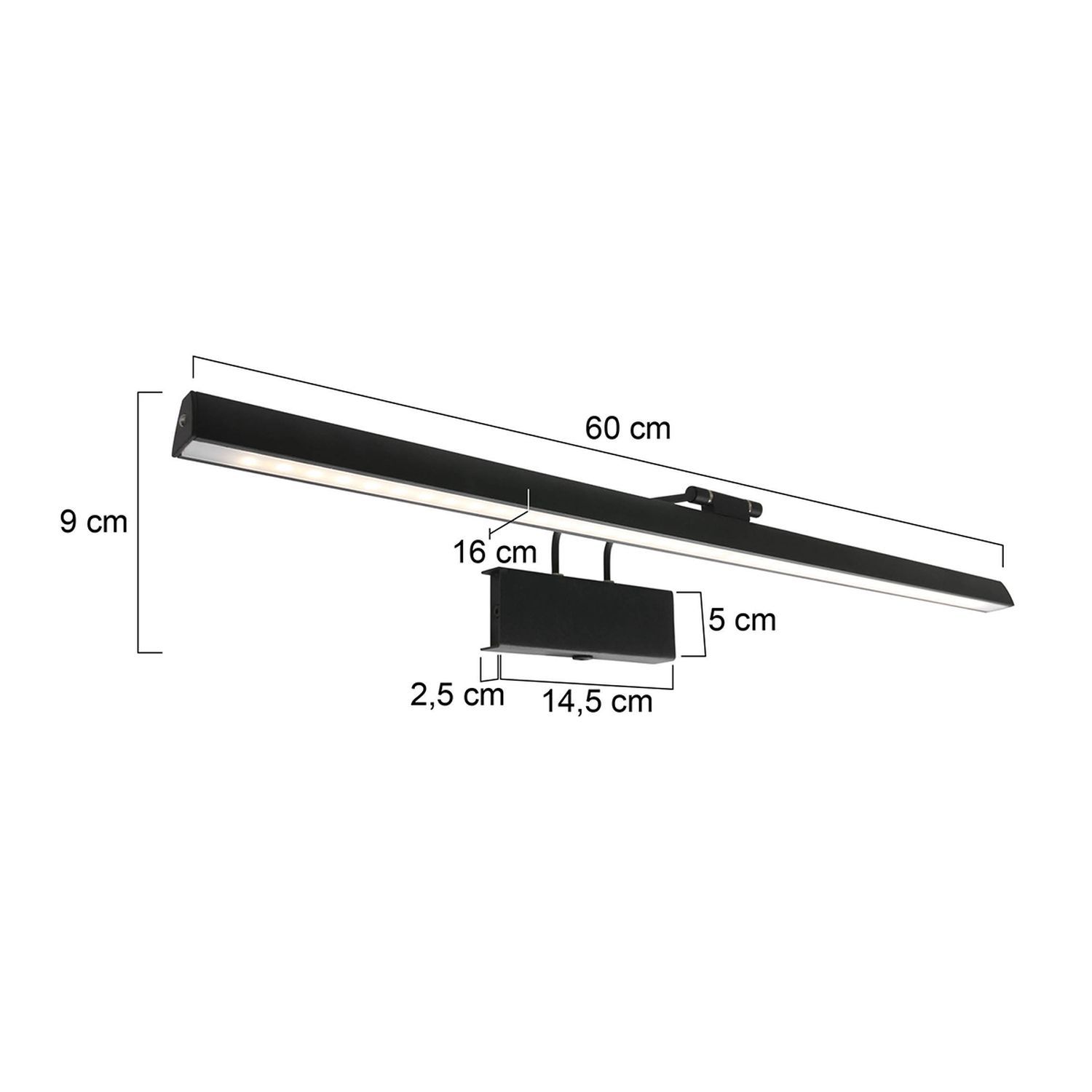 Lampe LED à intensité variable Noir L:60 cm 9 W flexible