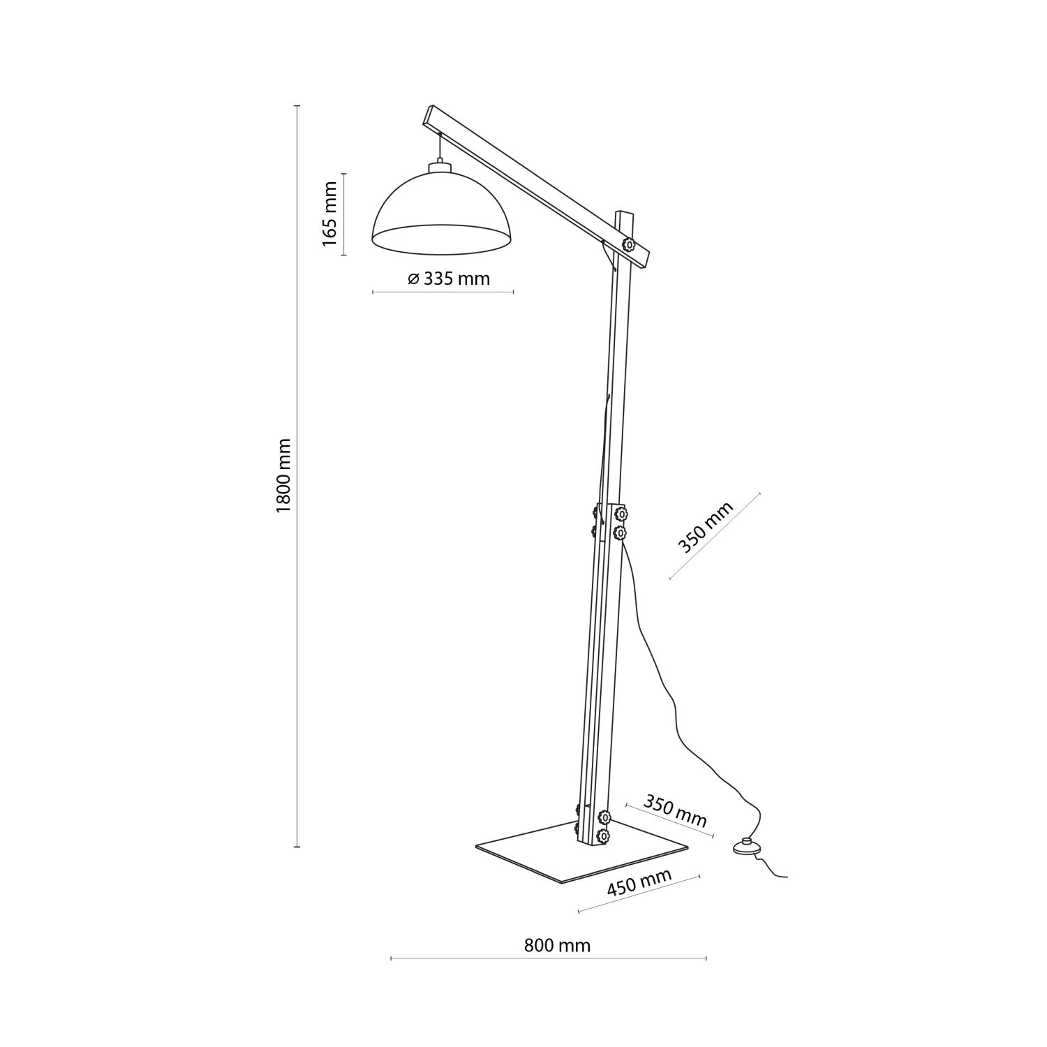 Stehleuchte verstellbar 180 cm hoch Gelenk Holz Metall E27