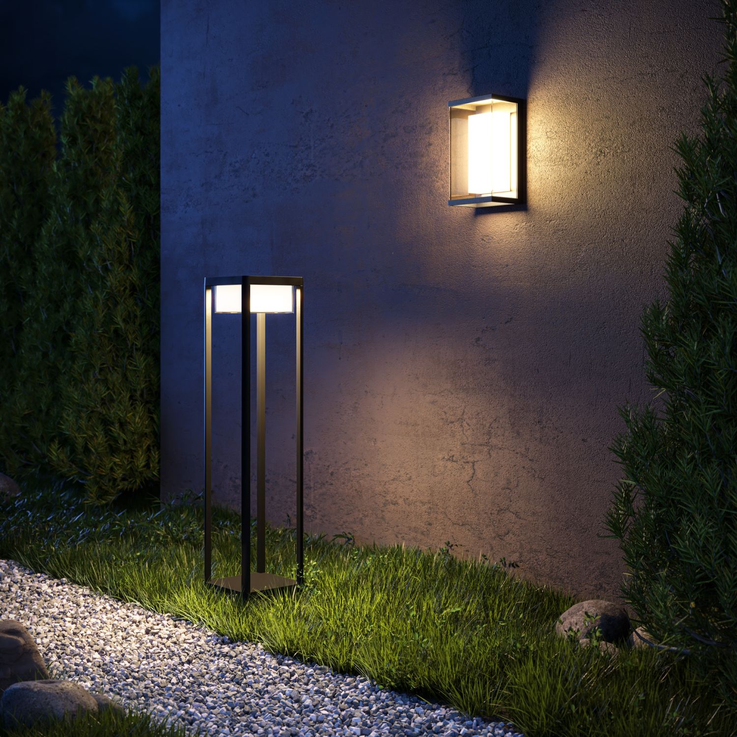 Lampadaire LED extérieur aluminium verre IP65 hauteur 80 cm