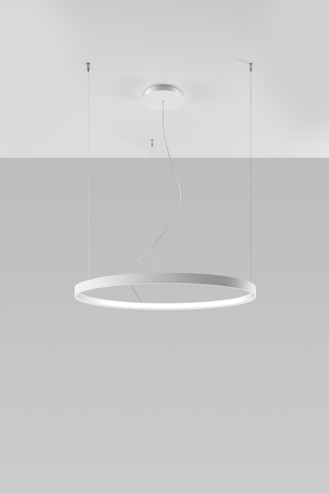 Lustre LED Blanc Métal Ø 78 cm Anneau faible éblouissement 3000 K