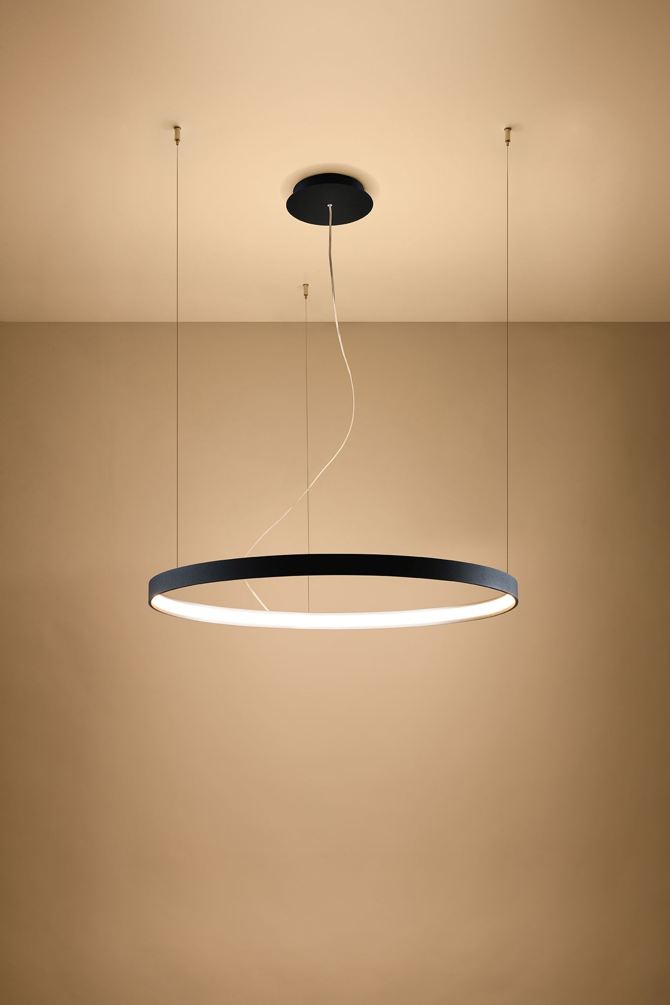 LED Lustre Noir Anneau Ø 78 cm 3000 K Moderne