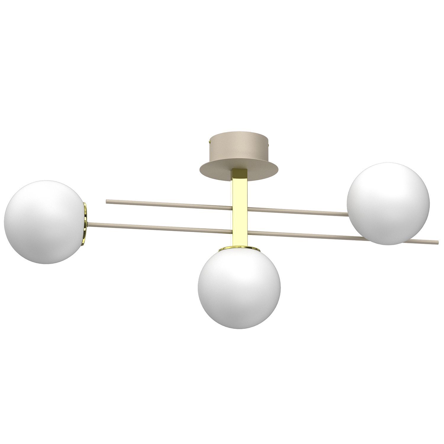 Plafonnier E27 Boules de verre en métal beige or L:88 cm