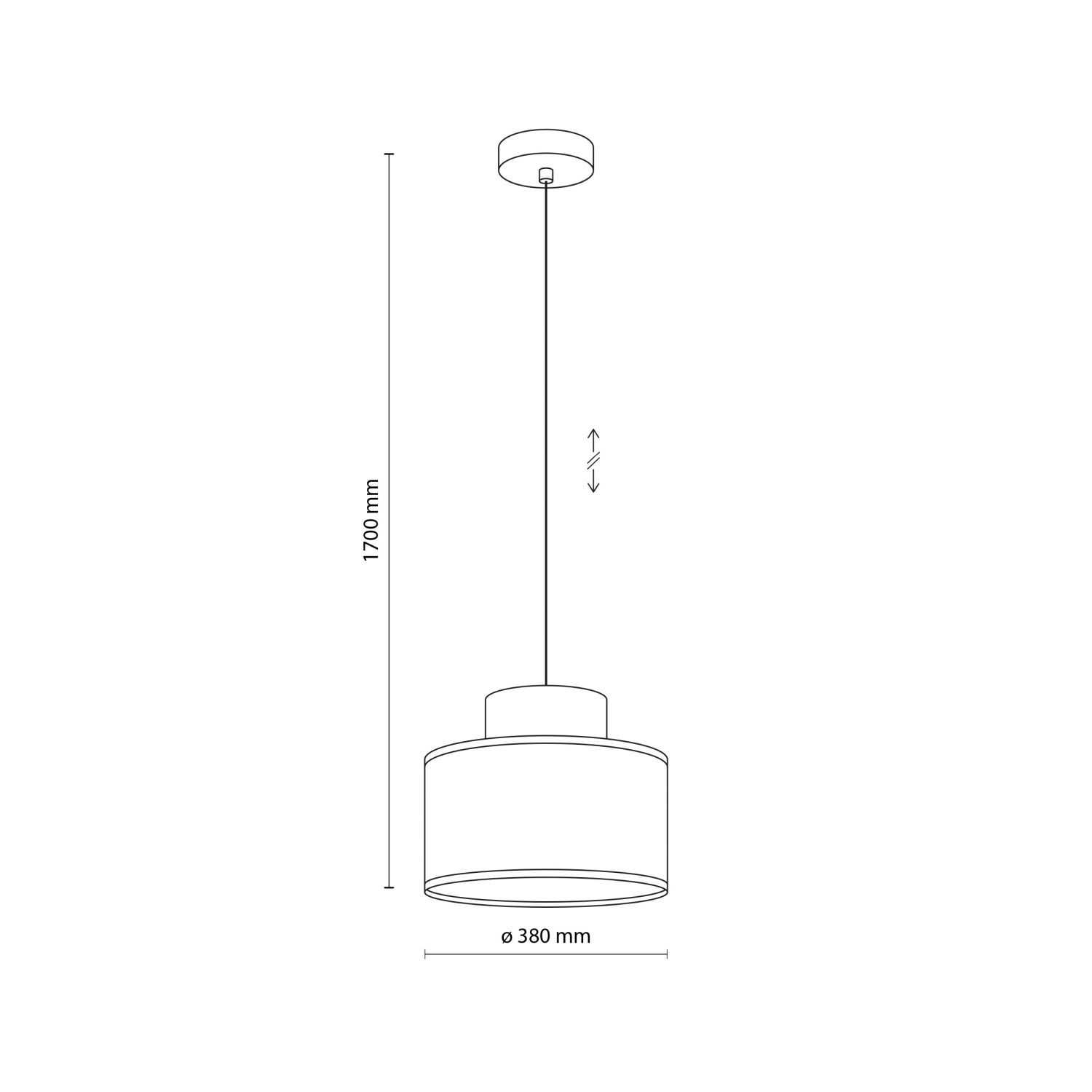 Suspension ronde E27 Ø 38 cm H : max. 170 cm Jute Tissu