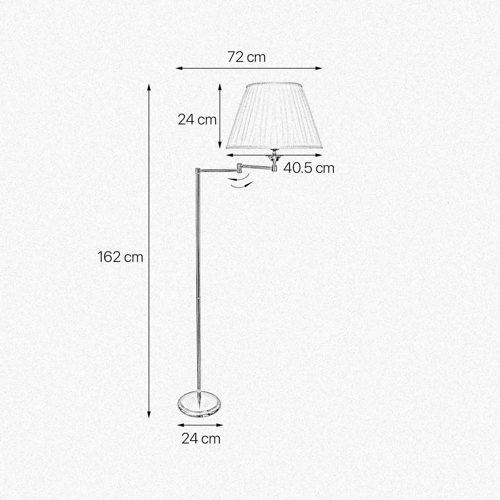 Stehlampe Gelenkarm 162 cm Messing Stoff E27 Wohnzimmer