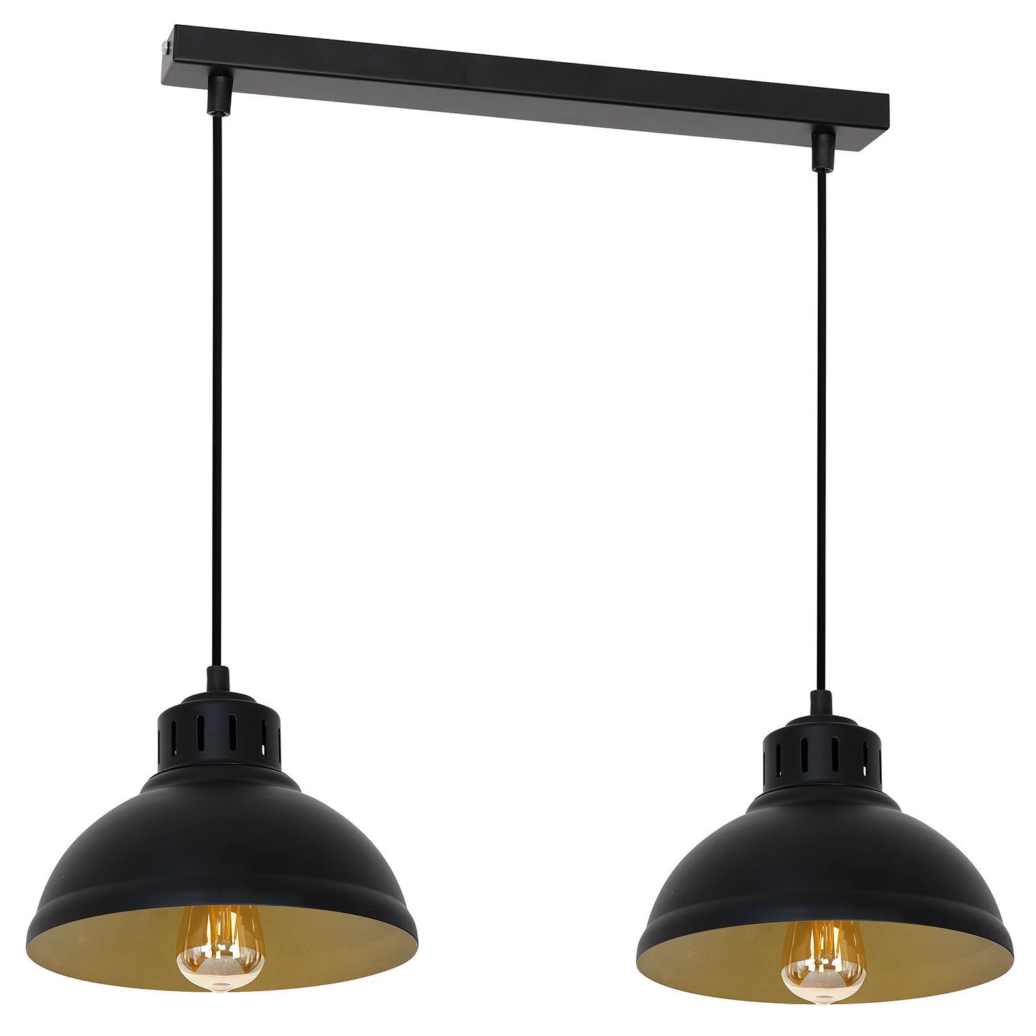 Loft Suspension Noir Or Métal 65 cm E27 2-flmg