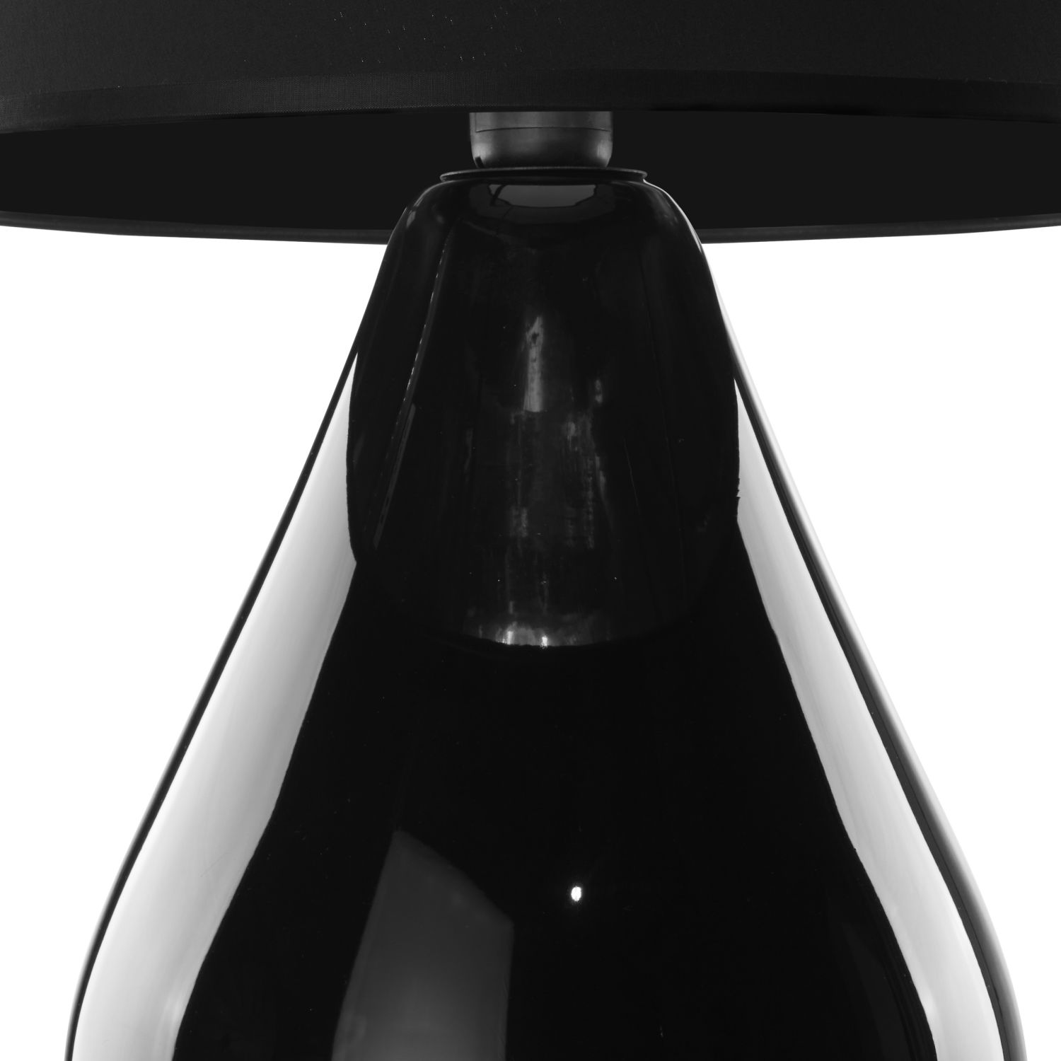 Tischleuchte Schwarz Glas Stoff 67 cm hoch Modern E27