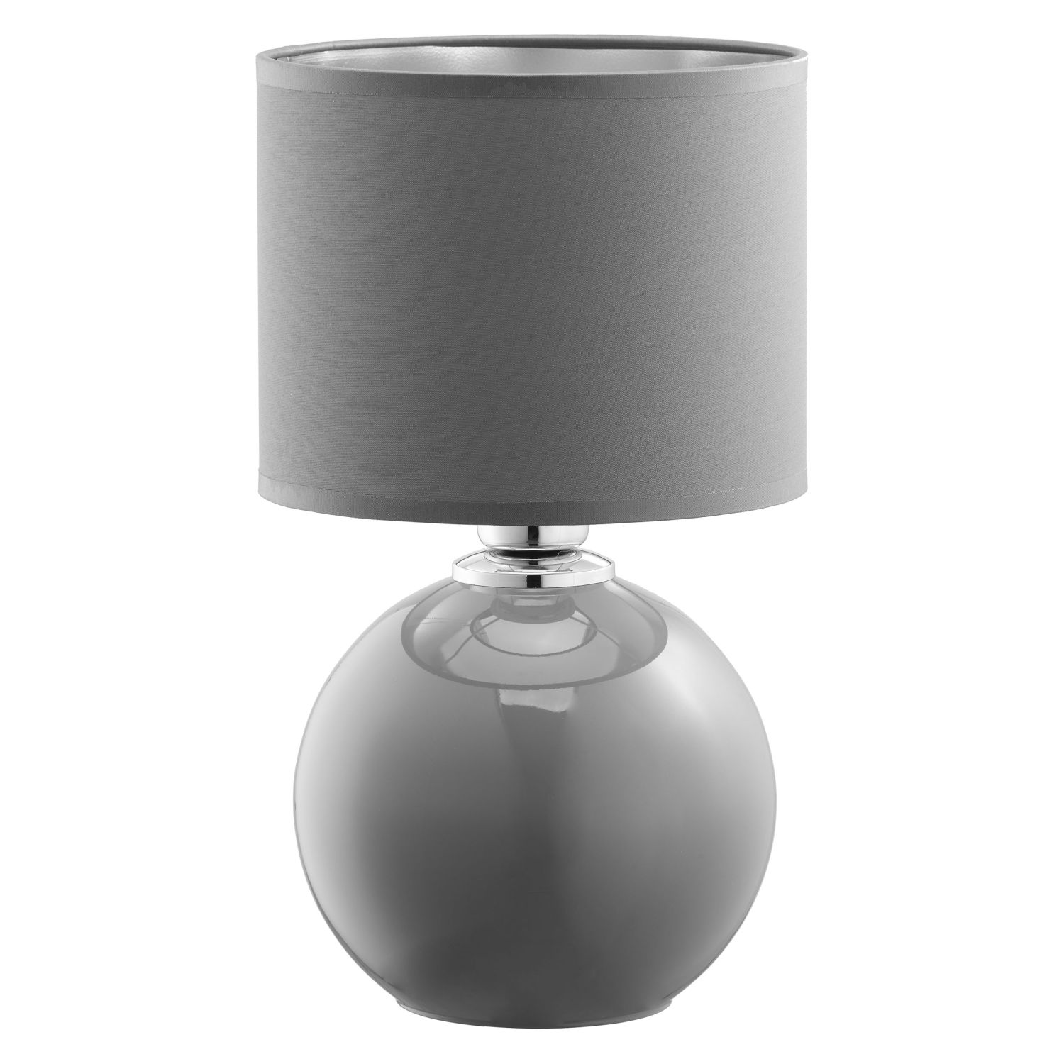 Nachttischlampe Glas Stoff Grau Graphit E27 36 cm