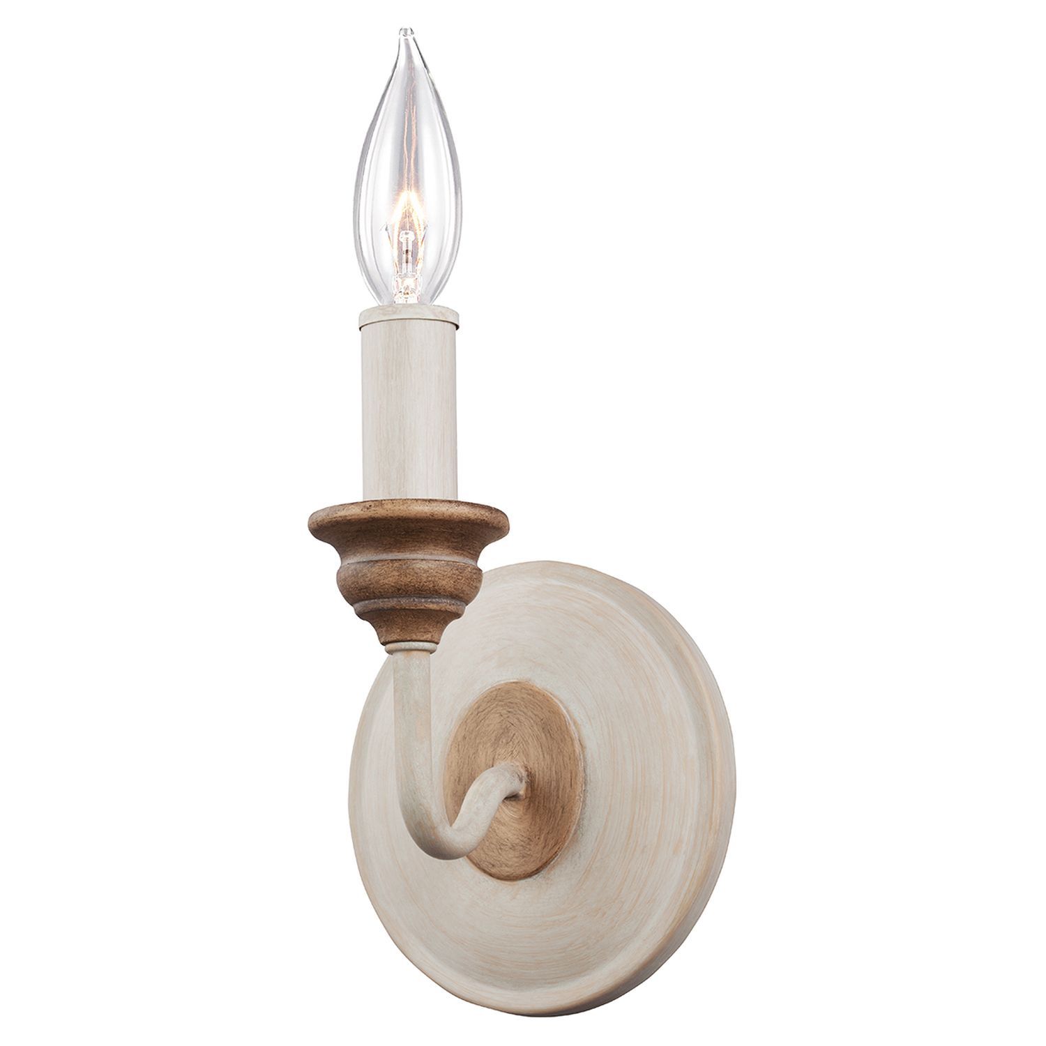 Wandlampe CANDELA 8 Holz Shabby Weiß Kerze Lampe