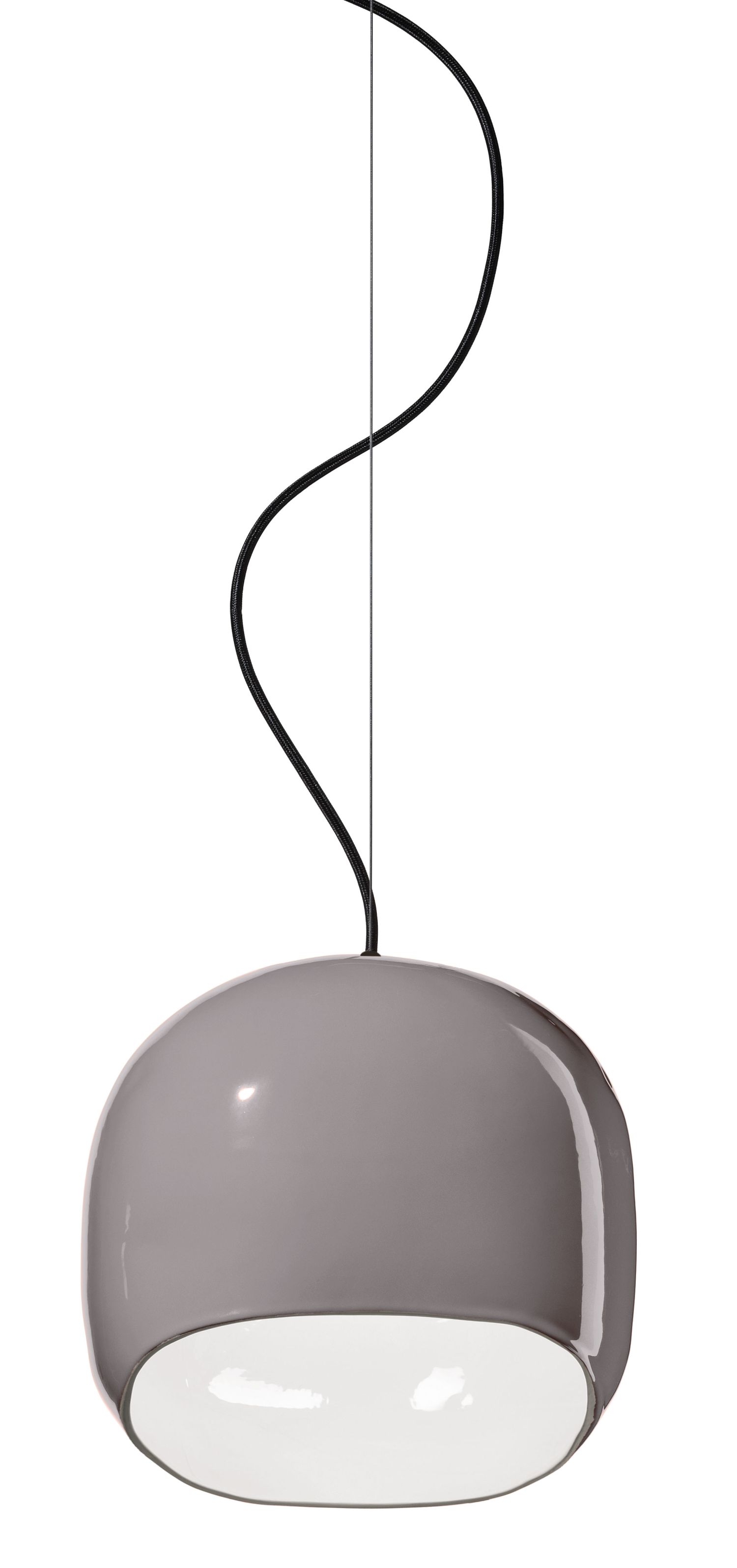 Suspension céramique E27 H : max. 150 cm Gris rond Rétro