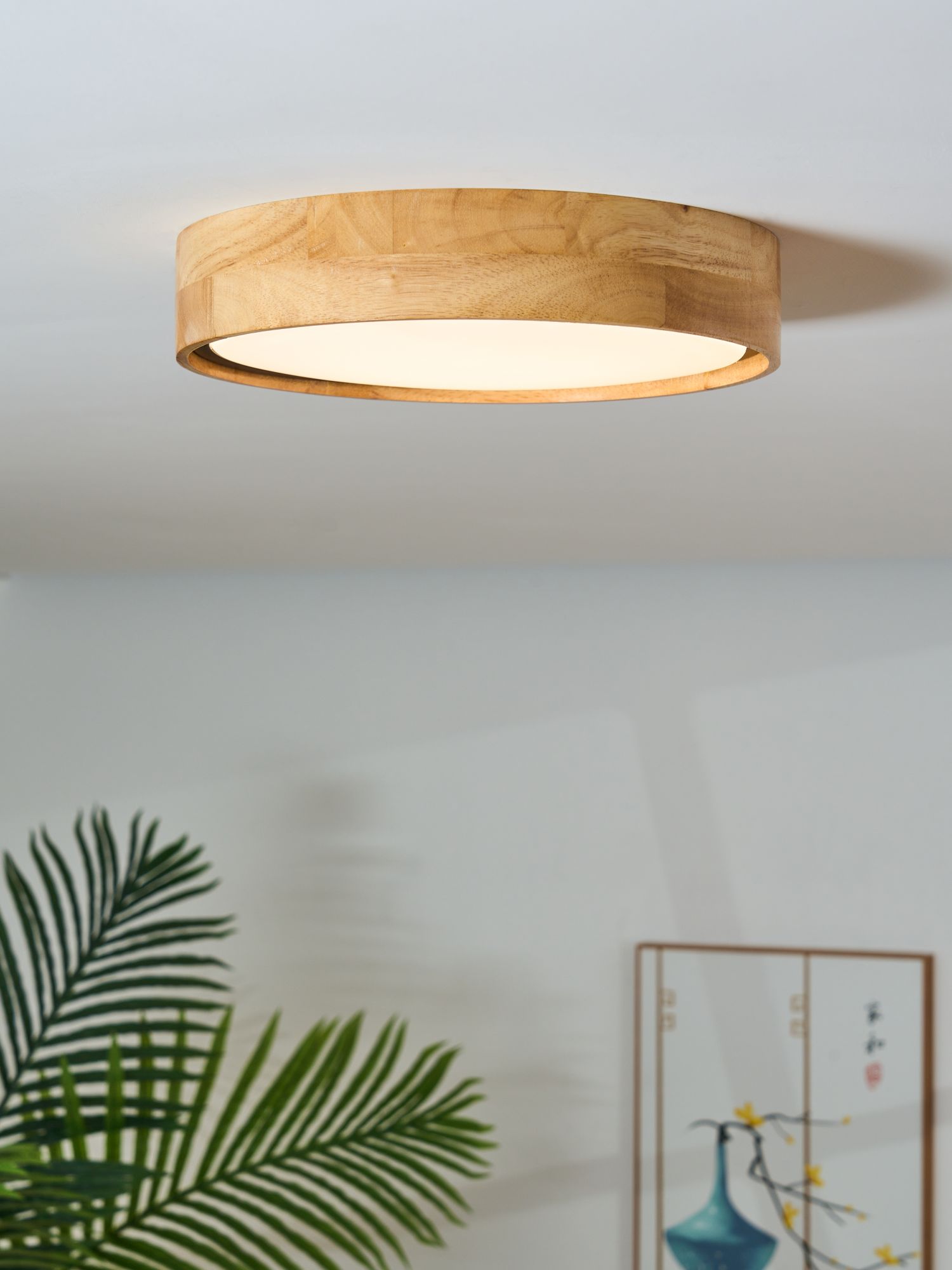 Plafonnier LED rond en bois Ø31 cm 12 W 3000 K faible éblouissement