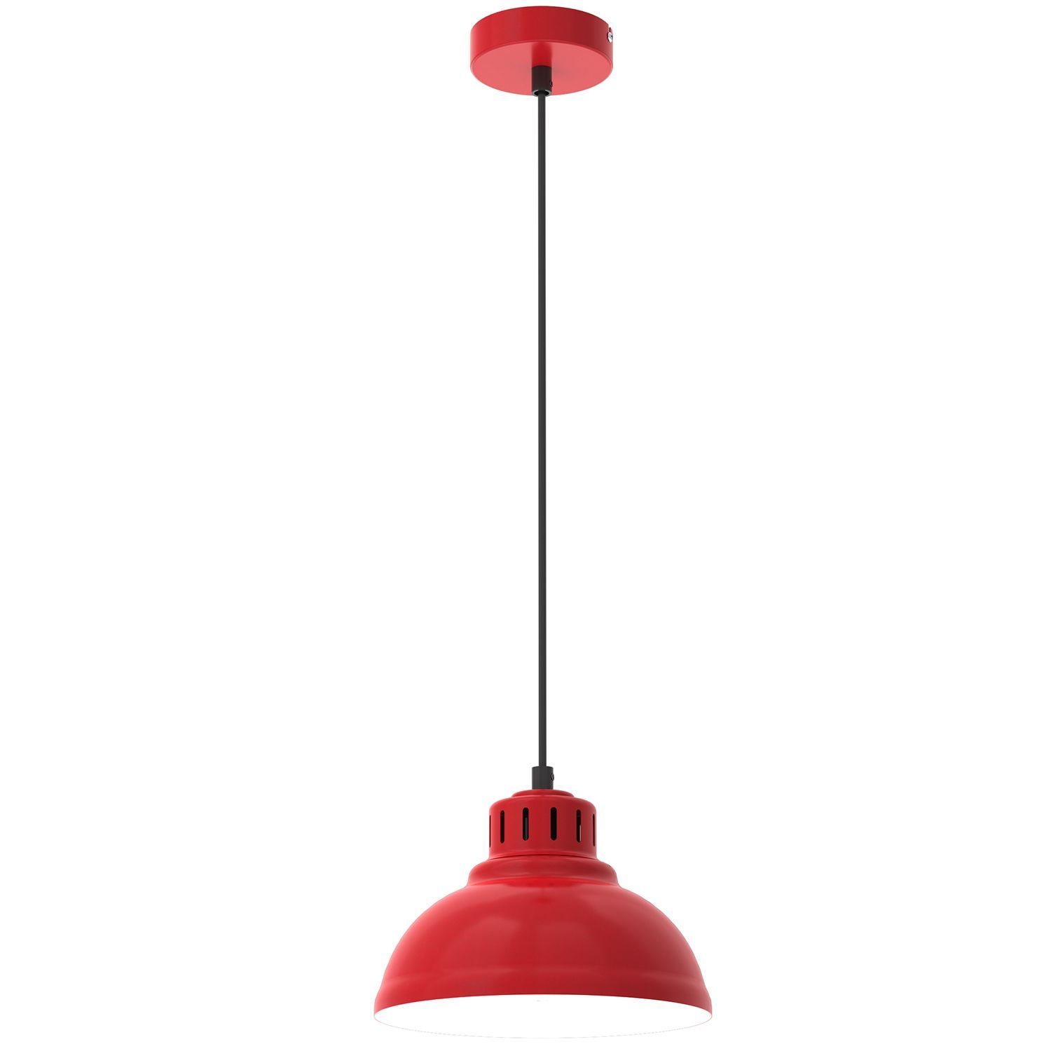 Loft Lampe à suspendre Rouge Blanc Métal Ø21 cm E27 accentué