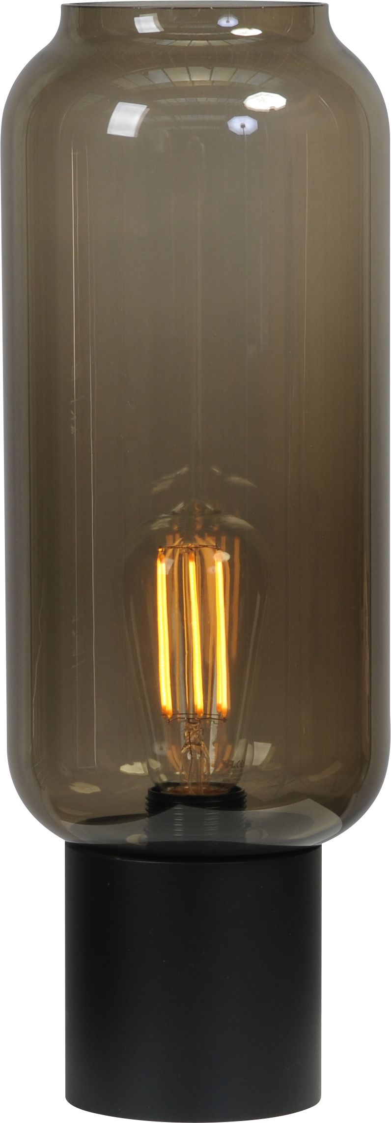 Tischlampe Schwarz Glas Schirm 43 cm hoch Wohnzimmer